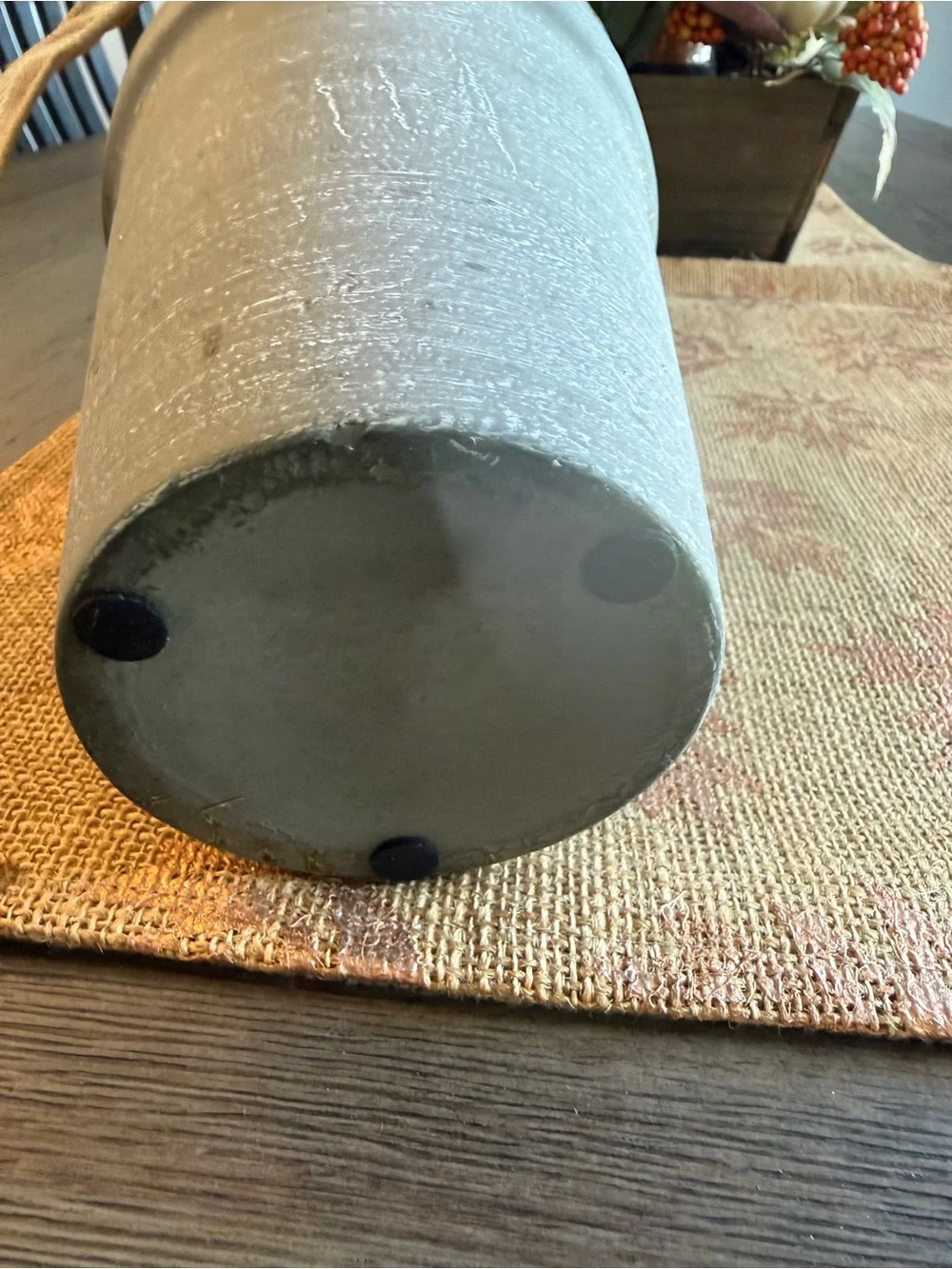 Rustic Wheat Bundle in Gray Vase with Tan Ribbon - Home Accents
